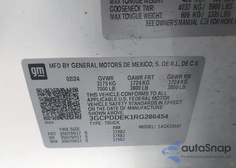 2024 Chevrolet Silverado 1500 4Wd Short Bed Lt из США, поврежденный, VIN 3GCPDDEK1RG286454